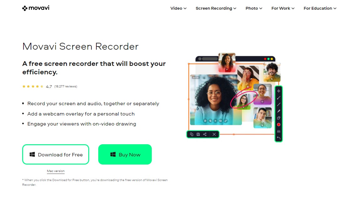 Record Google Meet: Movavi screen recorder