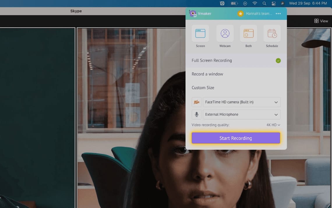 Click the “Start Recording” button to start your recording