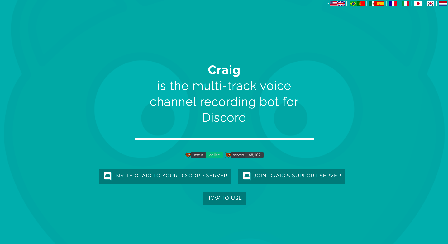 How to use Craig bot to record Discord audio